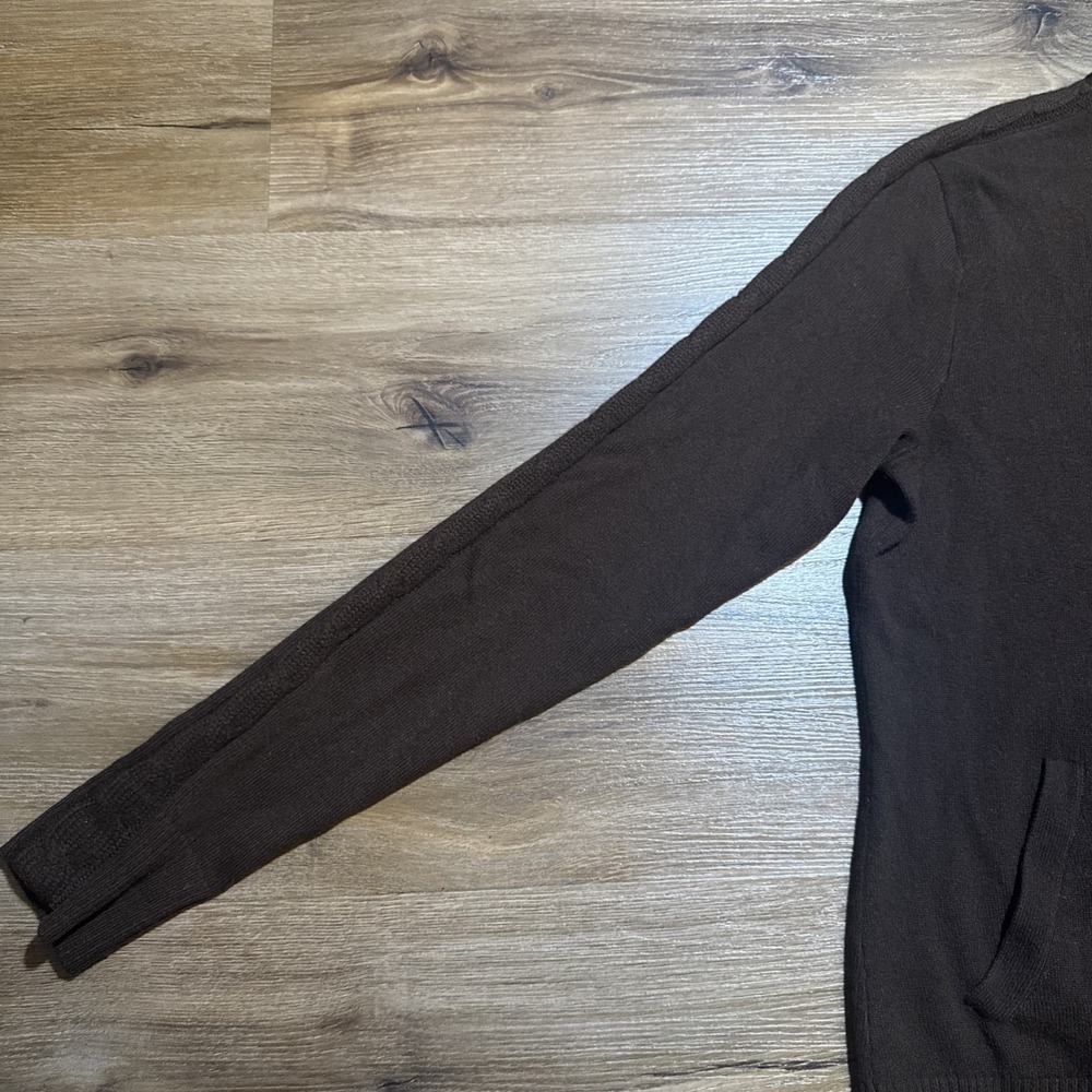 Ralph Lauren Golf Women's LARGE 100% Cashmere Full Zip Sweater Brown Cable Knit - Picture 3 of 14